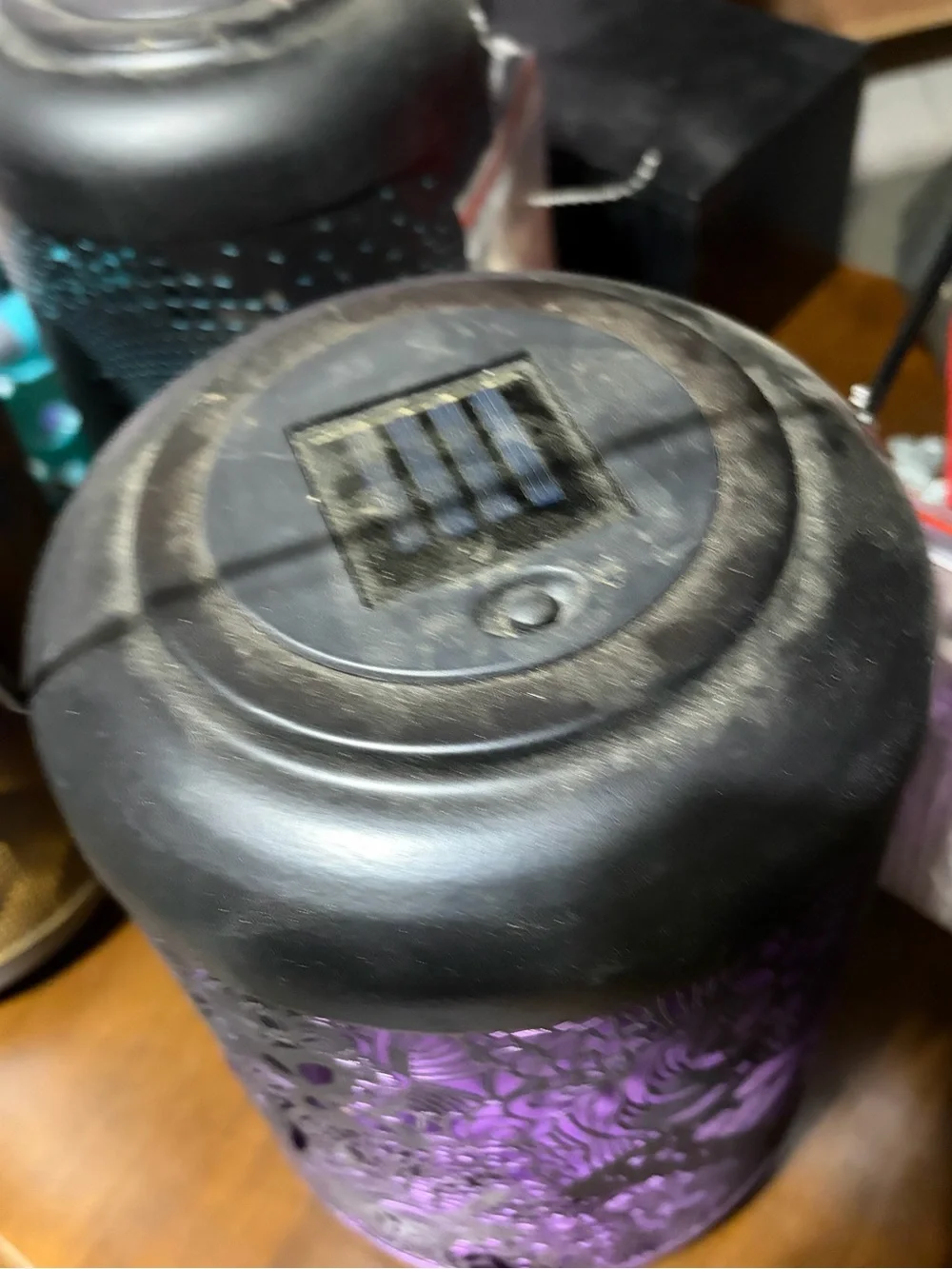 Purple Metal Filigree Lantern - Unbranded